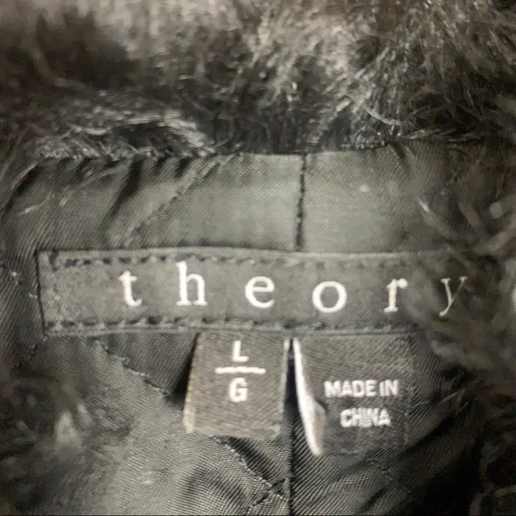 THEORY Dyed Shearling Collar coat, L - Picture 4 of 14